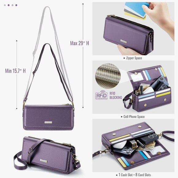 Small Crossbody Phone Purse, Women's RFID Crossbody Wallet Wristlet Purse with P - Picture 7 of 7